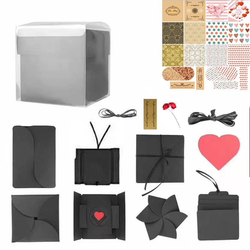 Spot quadrilateral surprise explosion box finished multi-layer diy handmade photo album couples creative gift manufacturers