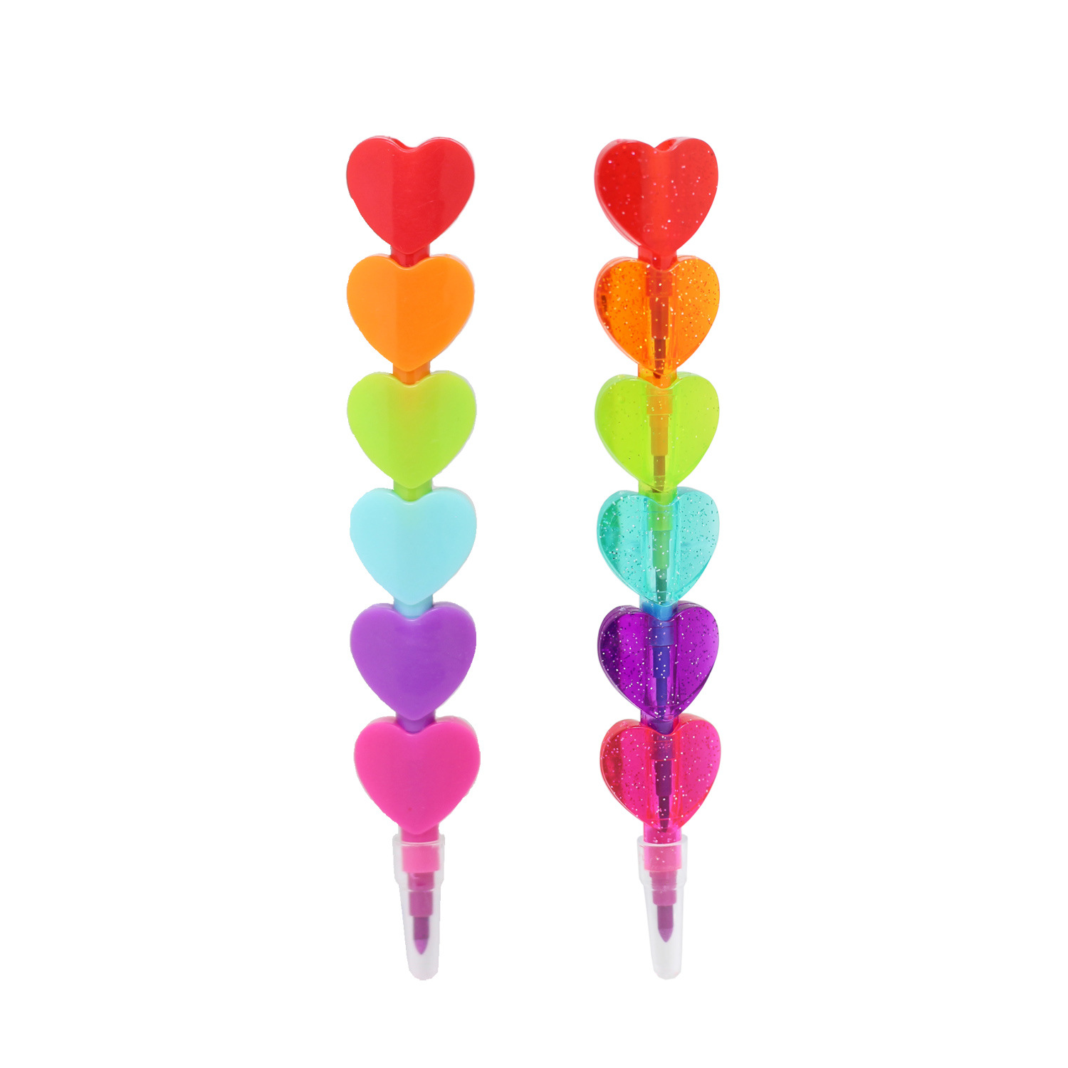 5-Section Heart Pencil Crayon Mys01 Multi-Section Peach Heart Cartoon Pen Funny Expression Pencil