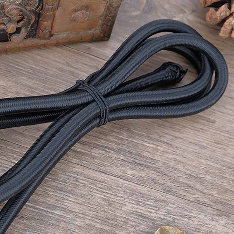 Black Elastic Rope Bracelet Beef Rope Round Elastic Rubber Rope Beaded Latex Core Tab Elastic Rope