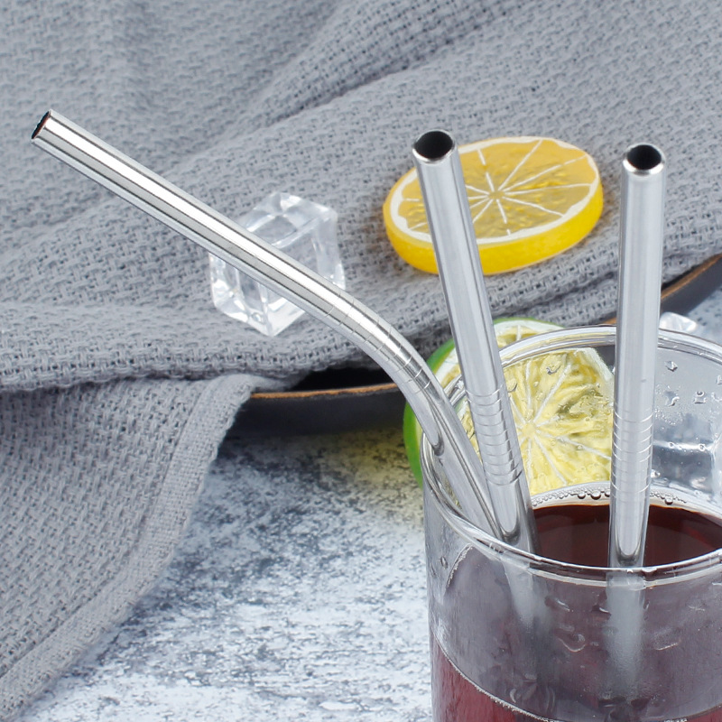 Cross-Border Stainless Steel Straw 201 Metal Beverage Juice Coffee Stirring Stick Set Combination Gift Food Grade