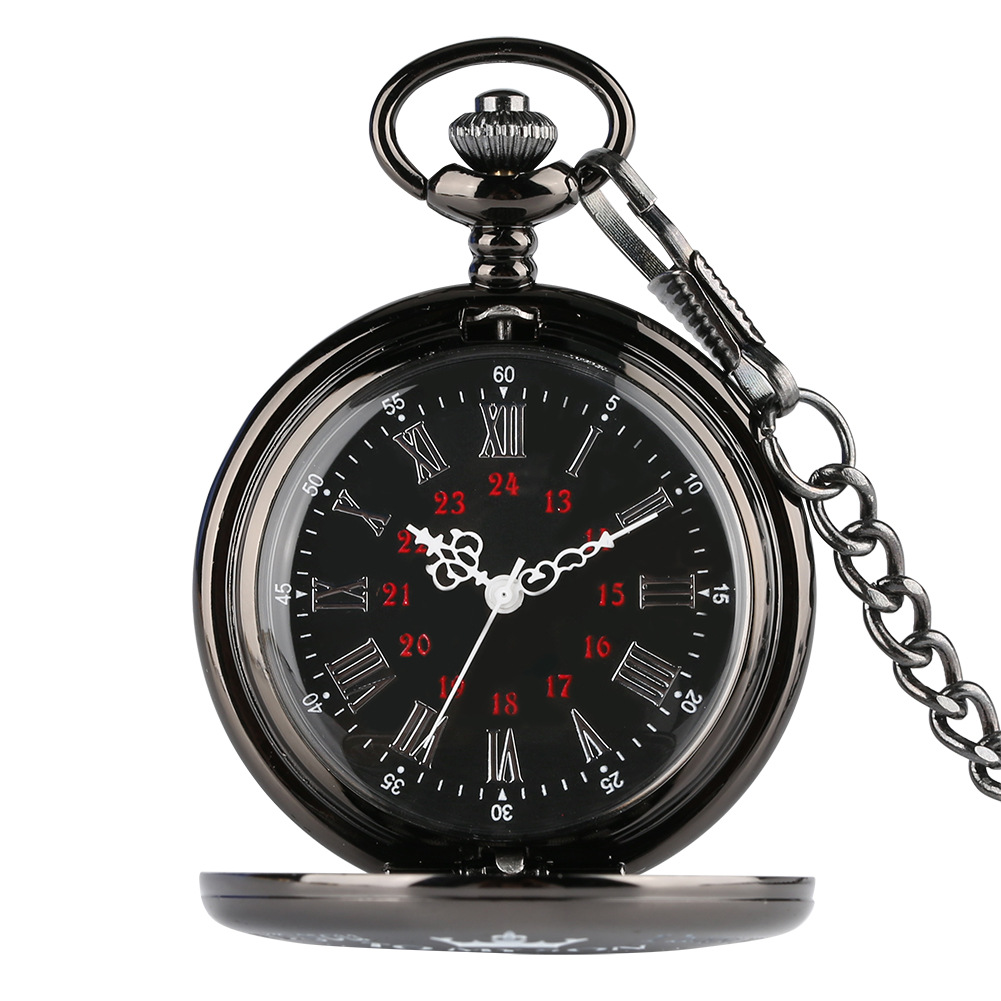 Retro Pattern Pocket Watch Roman Numeral Necklace Pocket Watch Souvenir Old Classic Quartz Watch Cross-Border