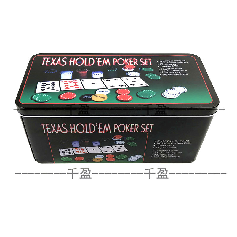 Digital Printing Texas Hold'em Chips suit Tinplate Box Chips 200 Chips Token Chuang Code Poker Tablecloth