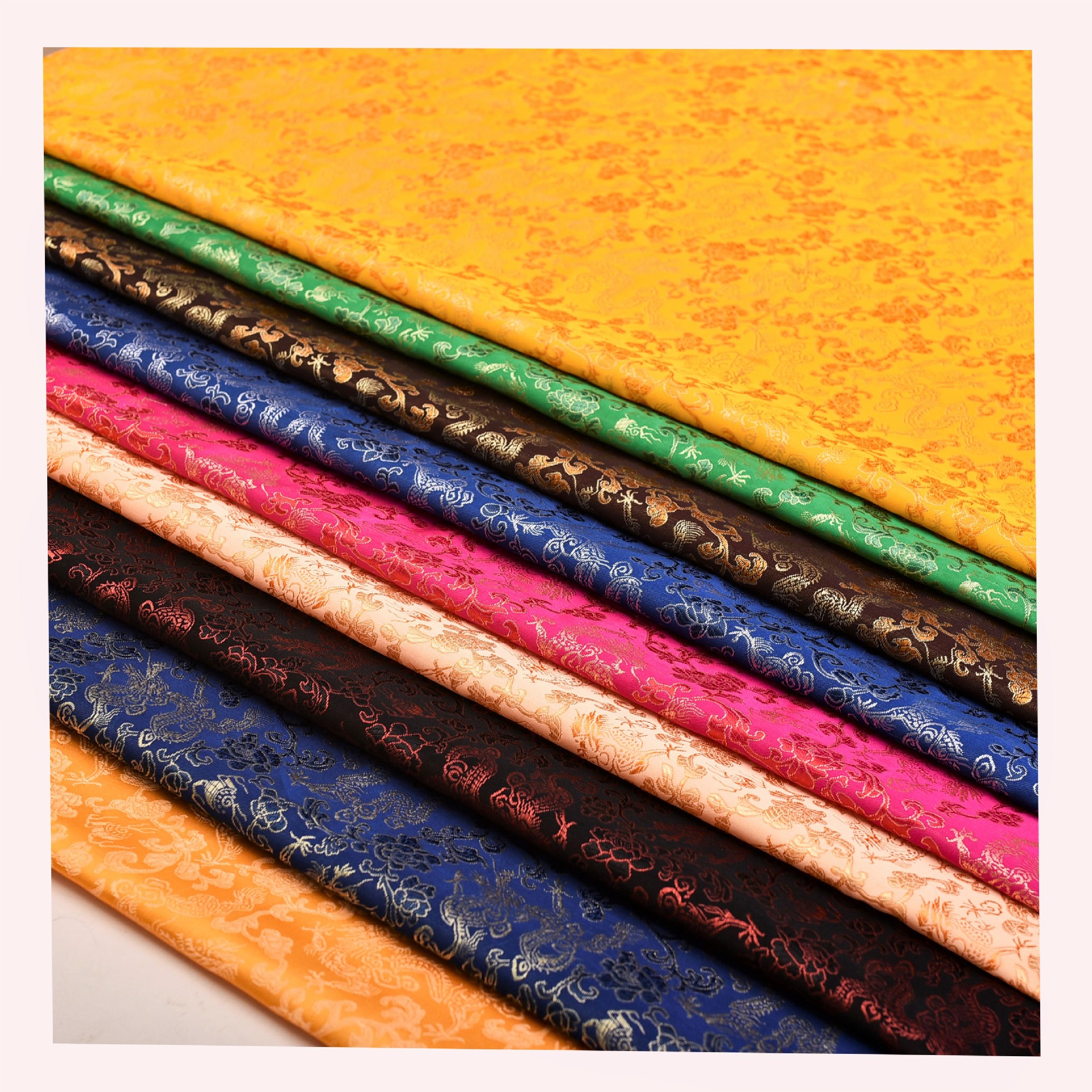 150 Nylon Little Dragon Brocade Silk Fabric Packaging Fabric Mounted Bag Brocade Box Chinese Style Tang Suit Satin