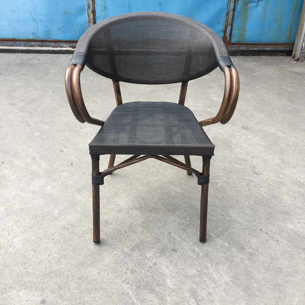 Outdoor Table and Chair Combination Aluminum Alloy Teslin Mesh Rattan Chair Outdoor Milk Tea Shop Cafe Leisure Table and Chair