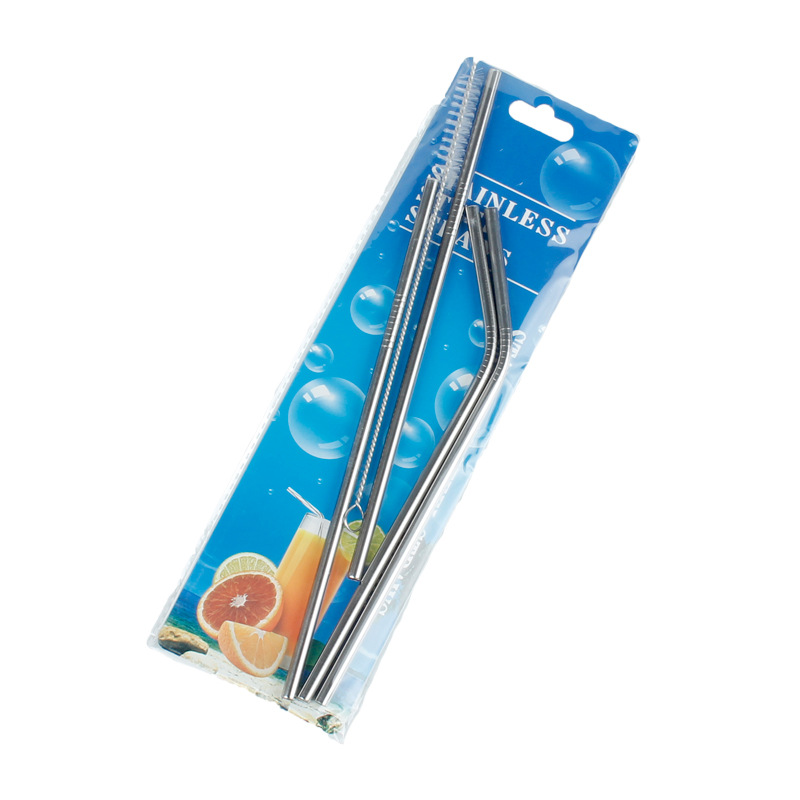 Cross-Border Stainless Steel Straw 201 Metal Beverage Juice Coffee Stirring Stick Set Combination Gift Food Grade