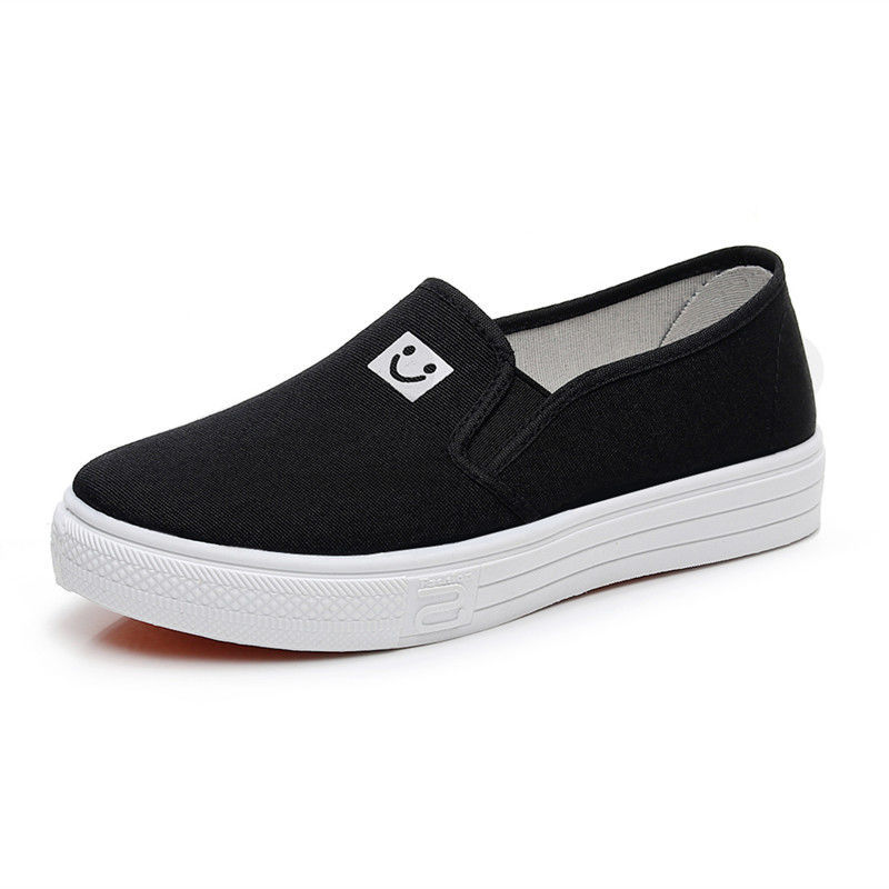 2025 Spring and Autumn Canvas Shoes Women's Shoes Student Casual Shoes Korean Style Slip-On Thick-Soled Lazy Shoes White Shoes for Women
