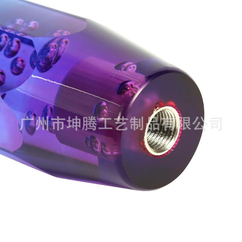 Cross-Border Popular Octagonal Blue and Purple Car Crystal Luminous Led Light Gear Head Extended Gear Lever Wave Stick Head