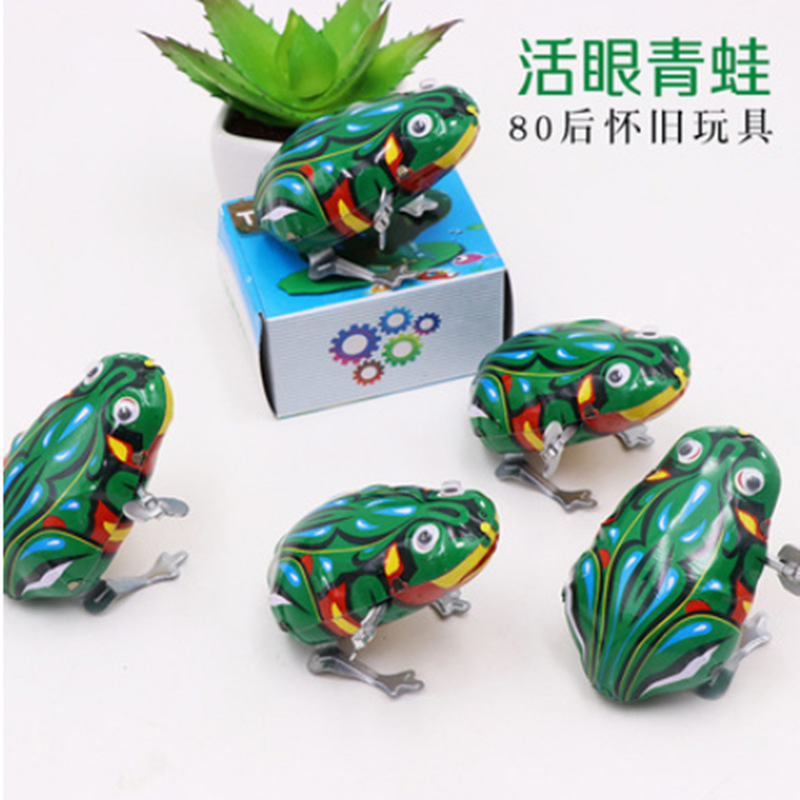 Post-80s nostalgic classic toy tin frog wind-up little frog toy children's game wind-up animal