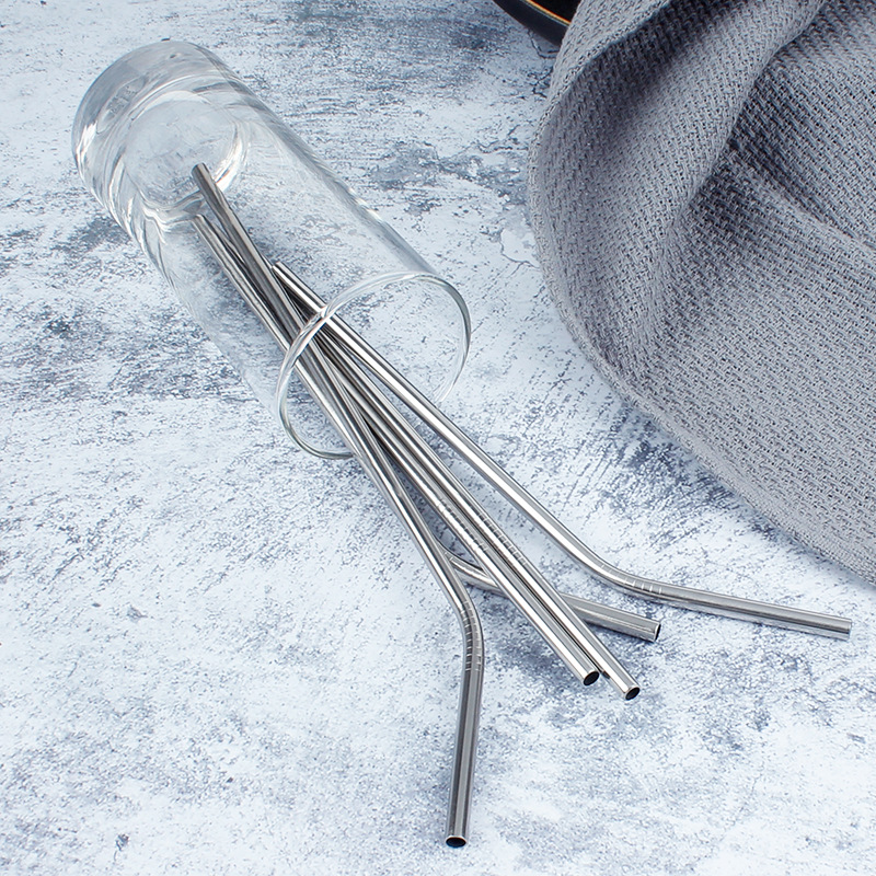 Cross-Border Stainless Steel Straw 201 Metal Beverage Juice Coffee Stirring Stick Set Combination Gift Food Grade