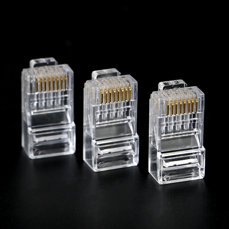 Factory wholesale six non-shielded Crystal Head engineering 8-core rj45 Crystal Head gold-plated gigabit network cable connector