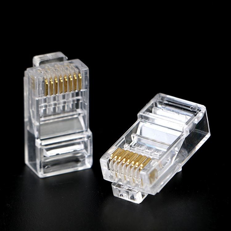 Factory wholesale six non-shielded Crystal Head engineering 8-core rj45 Crystal Head gold-plated gigabit network cable connector