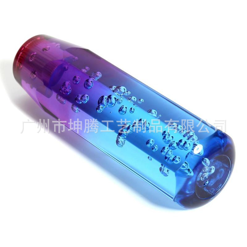 Cross-Border Popular Octagonal Blue and Purple Car Crystal Luminous Led Light Gear Head Extended Gear Lever Wave Stick Head