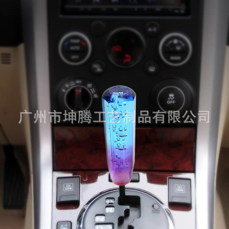 Cross-Border Popular Octagonal Blue and Purple Car Crystal Luminous Led Light Gear Head Extended Gear Lever Wave Stick Head