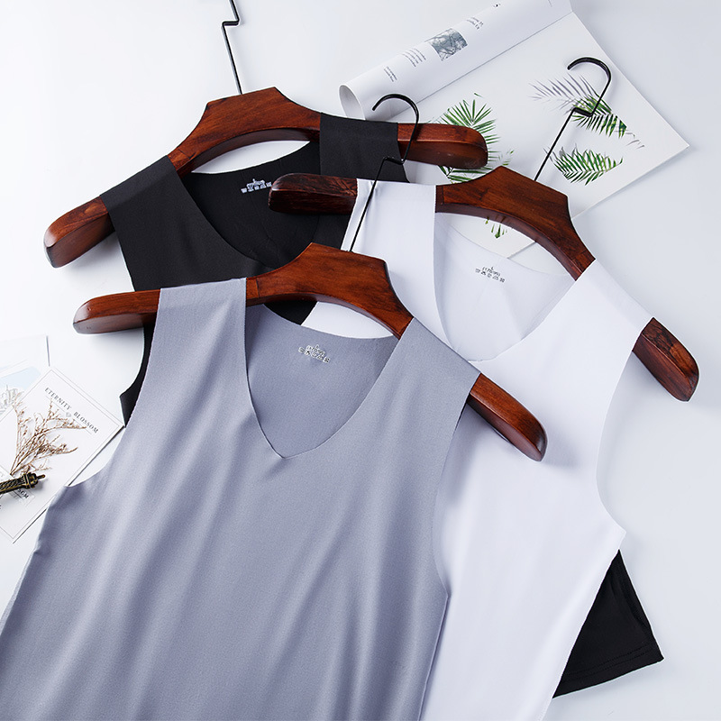 Летняя мужская бесшовная майка из льняного шелка облегающая спортивная майка без рукавов дышащая оптовая продажа