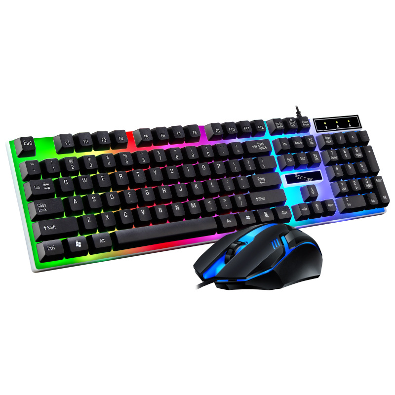 SOURCE manufacturer chasing leopard G21B wired keyboard and mouse suit usb luminous mechanical sense keyboard and mouse suit cross-border