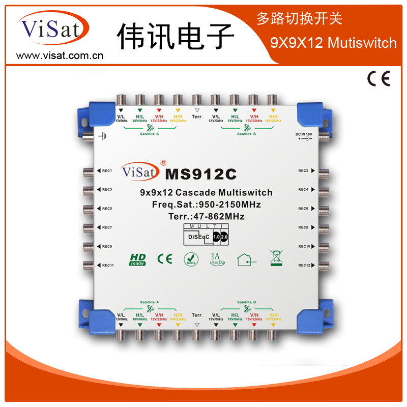 Cascaded Multiplexer MultiSwitch 950-2150MHz Satellite Signal Nine-in and Four-out