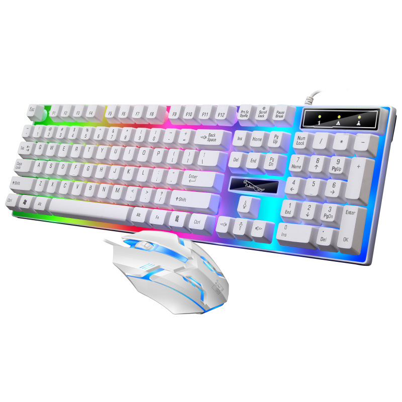 SOURCE manufacturer chasing leopard G21B wired keyboard and mouse suit usb luminous mechanical sense keyboard and mouse suit cross-border