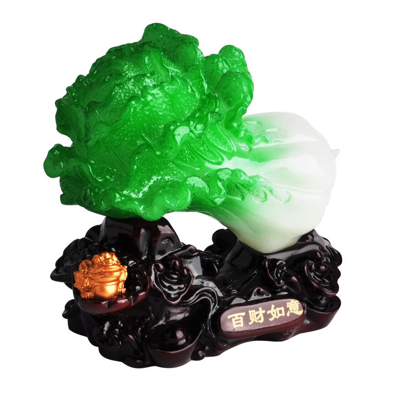 Small size New Golden Toad Baicai Ruyi home decoration imitation jade cabbage fortune housewarming opening gift factory direct sales