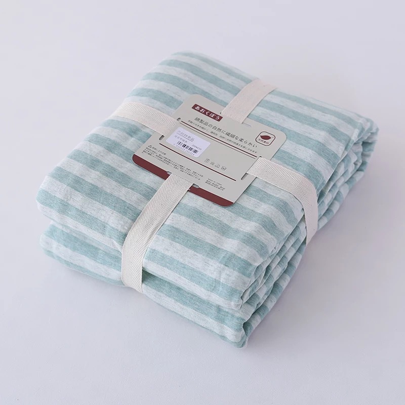 Tianzhu Cotton Quilt Cover Single Piece Unprinted Same Style Pure Cotton Pure Color Quilt Cover Single and Double Student Knitted Stripes One Piece Drop Shipping