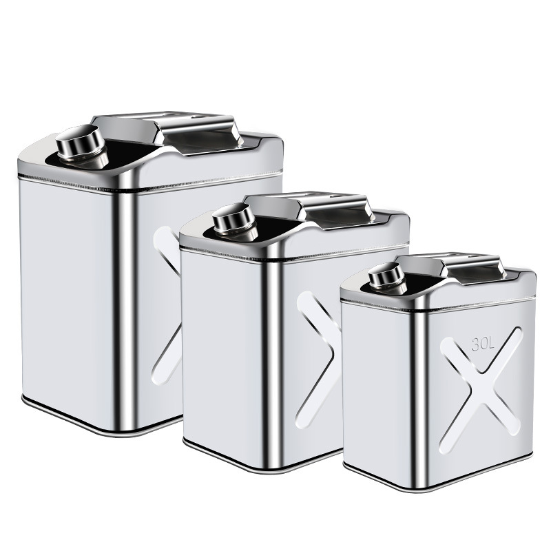 Thickened 304 stainless steel gasoline barrel 10L20 liters 30 liters 40 diesel oil pot refueling barrel car spare fuel tank explosion-proof