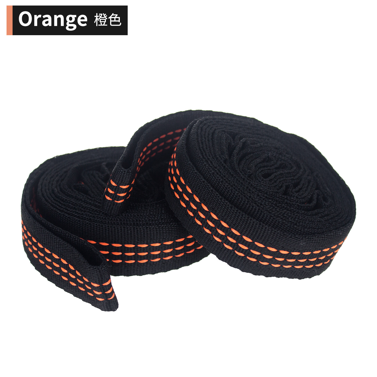 Hammock strap 5 rings 14 rings high load-bearing sleeve knot black reinforced polyester strap for outdoor hammock