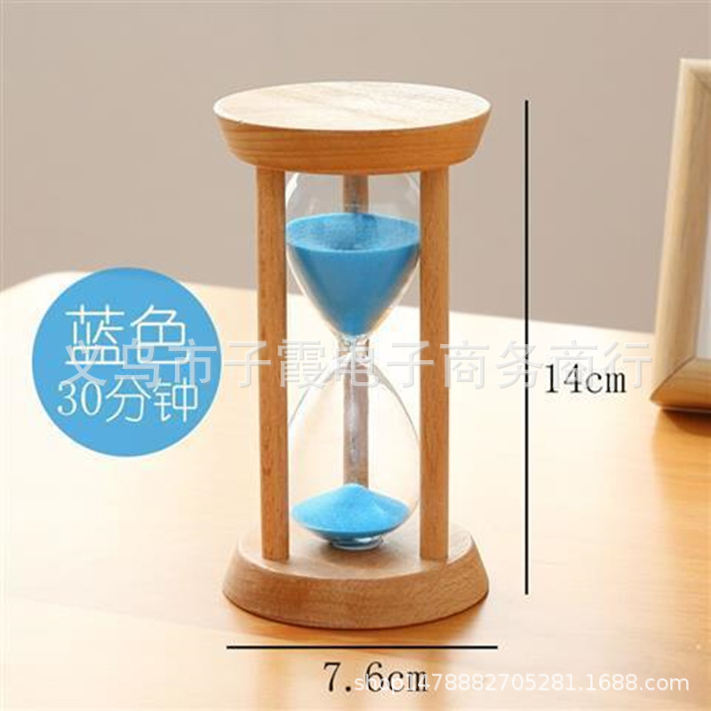 Wholesale Hourglass 30 Minutes Wooden Three-Column Round Small Hourglass Creative Time Timing Glass Hourglass Ornaments
