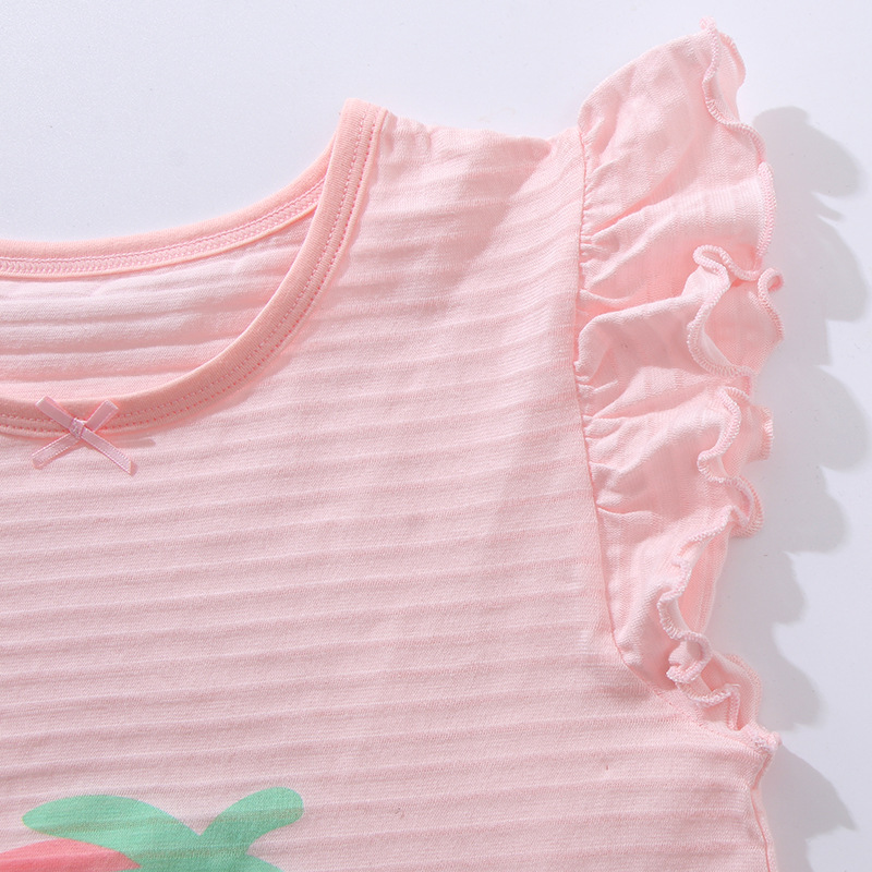 Children's short-sleeved nightgown summer thin baby pajamas girls air conditioning clothing baby nightgown cotton factory wholesale