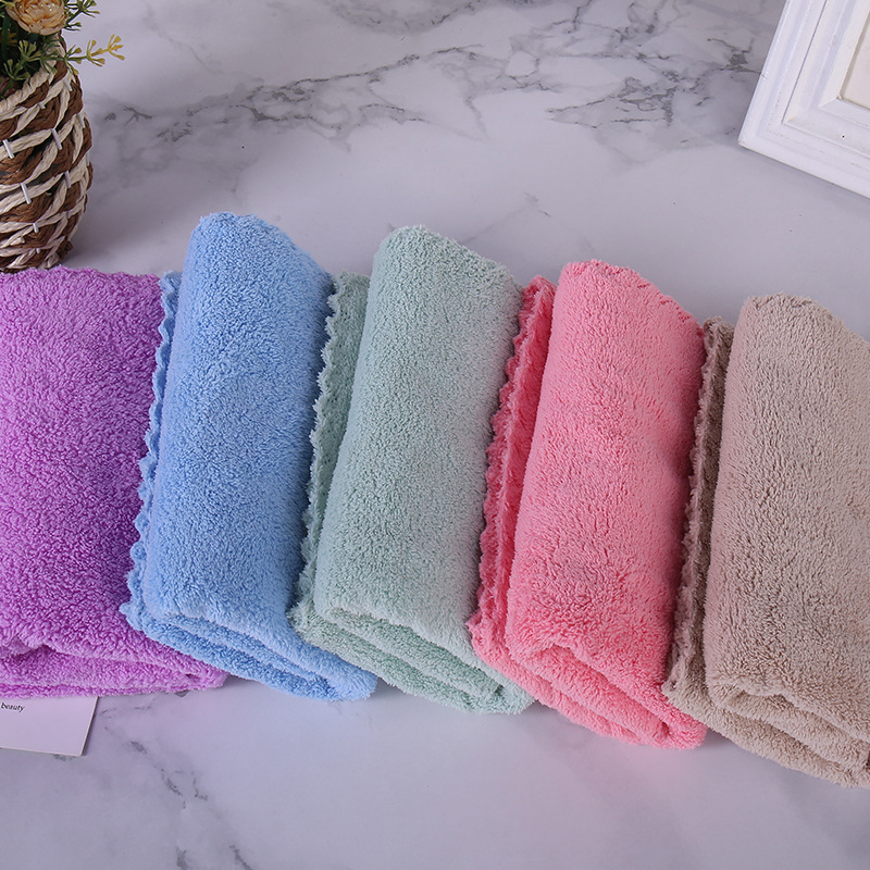 Factory in stock coral fleece towel plain absorbent face towel company welfare staff gift towel wholesale