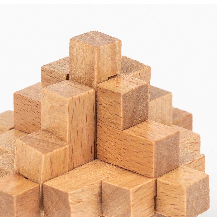 Children's wooden small size Beech Luban ball Kong Ming lock Beech mini Kong Ming lock full set Kong Ming lock