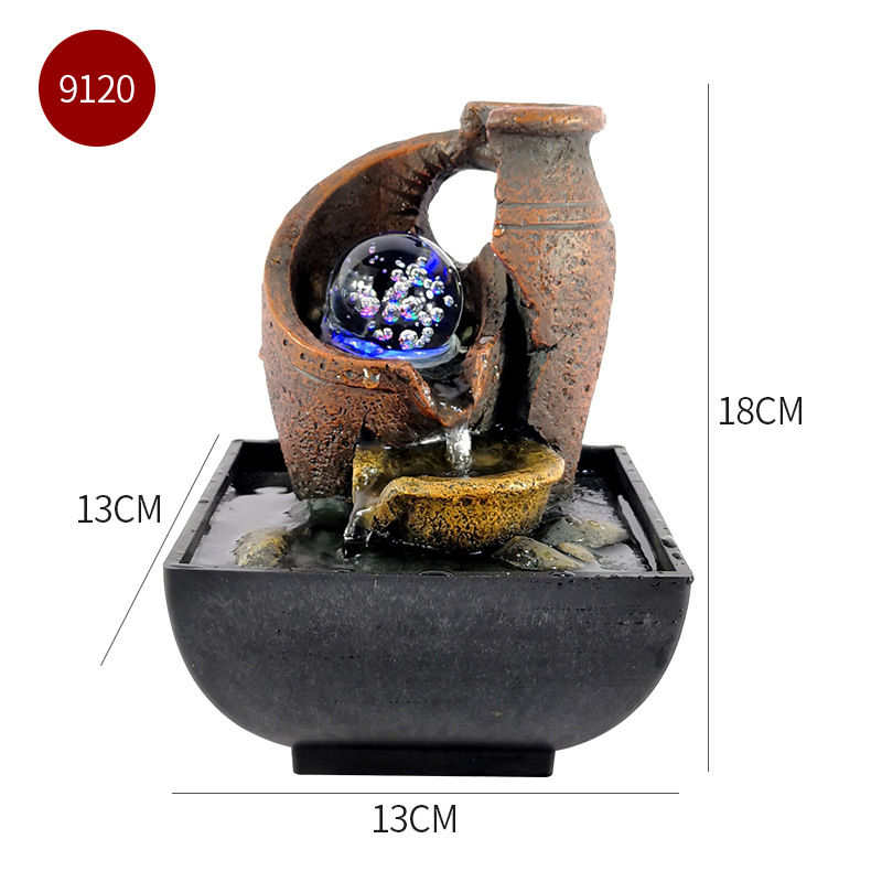 Factory direct desktop geometric flowing water small fountain living room transfer ball fortune resin crafts ornaments