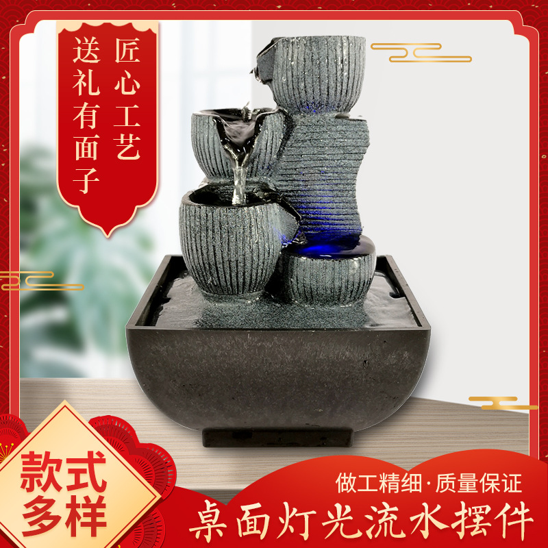 Прямые поставки с фабрики настольный геометрический маленький фонтан с текущей водой для гостиной передача шар удачи смоляные крафты украшения