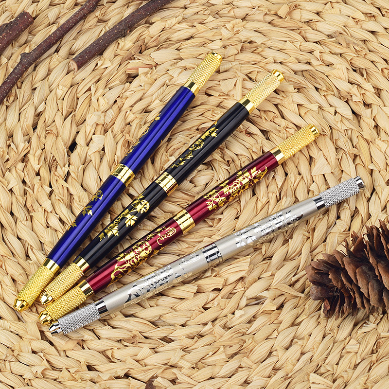 Factory direct sales of double-headed national color Tianxiang tattoo pen No. 25 eyebrow tattoo pen dual-purpose tattoo manual pen oblique