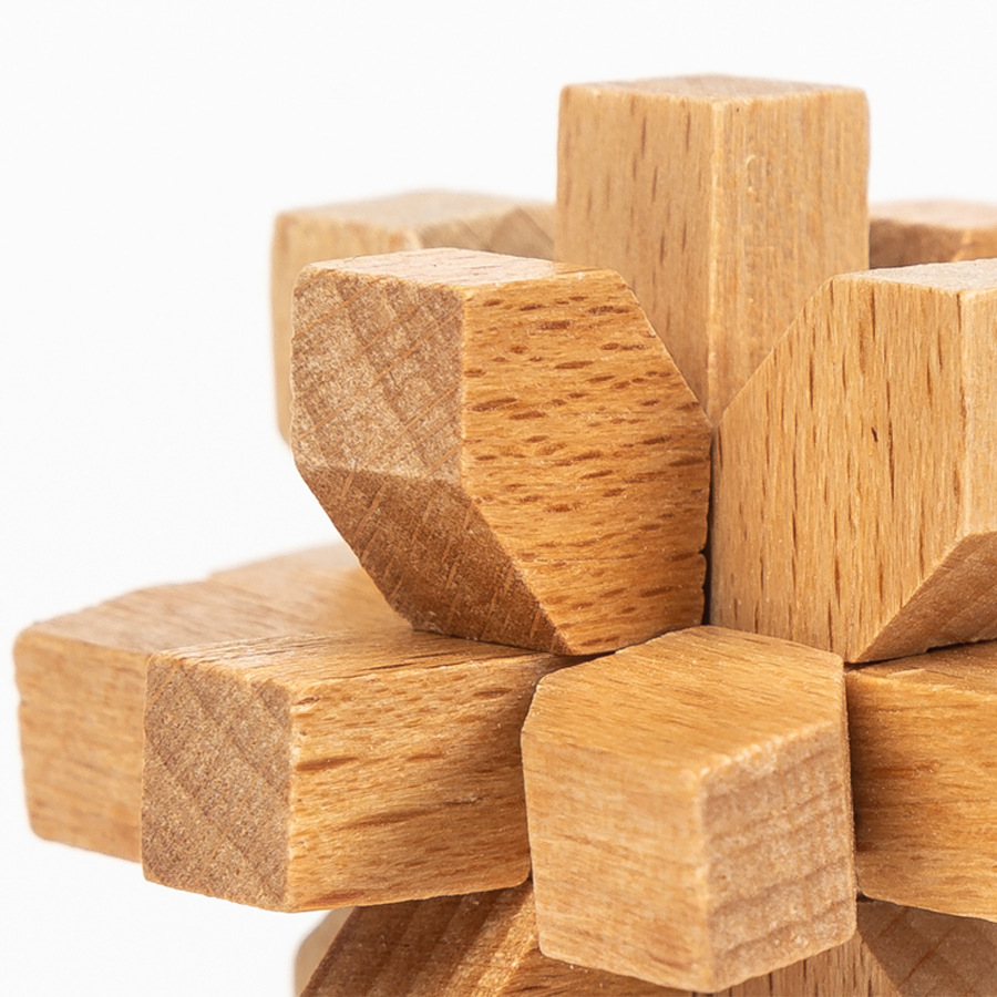 Children's wooden small size Beech Luban ball Kong Ming lock Beech mini Kong Ming lock full set Kong Ming lock