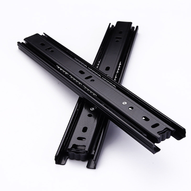 Factory direct 4510 cold rolled steel drawer slide home decoration drawer slide 45 wide three section slide steel ball rail
