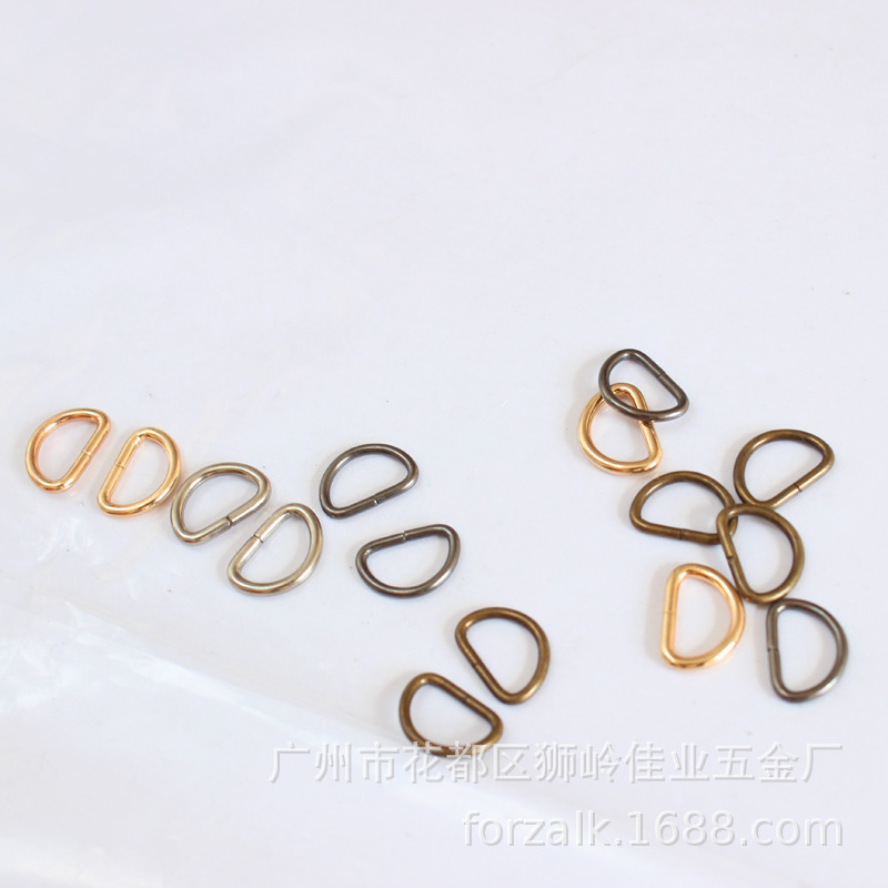 10mm Inner Width Thin D-Ring Buckle for Bags, D-Shaped Buckle for Luggage Hardware Accessories, 1.6/1.8 Wire Roll-Plated Iron Wire, 3-Point Small D-Ring Buckle