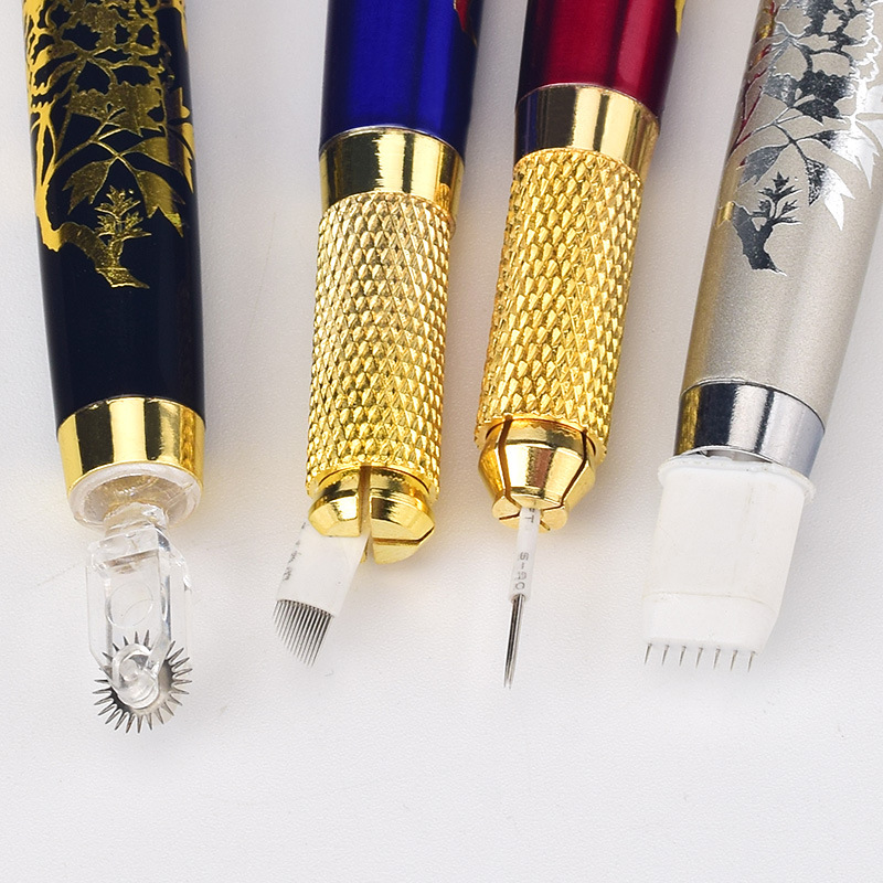 Factory direct sales of double-headed national color Tianxiang tattoo pen No. 25 eyebrow tattoo pen dual-purpose tattoo manual pen oblique