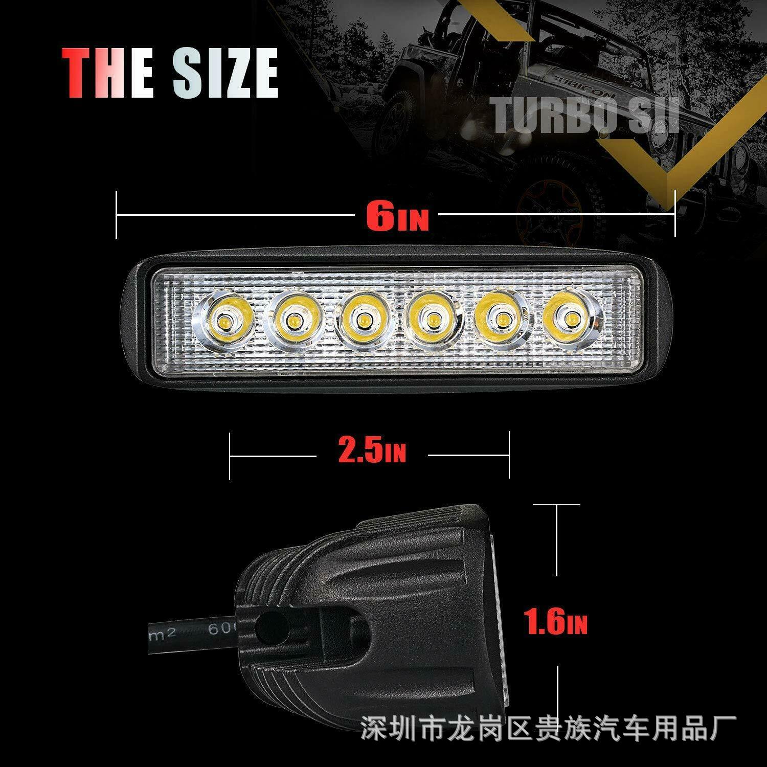 Car Led Work Light, One-Line 6Led 18W Daytime Running Light, Auxiliary Light, Off-Road Vehicle Modification Light