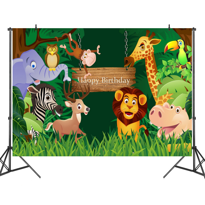 Cross-border birthday background cloth party decoration supplies holiday banner photography background cloth cartoon design