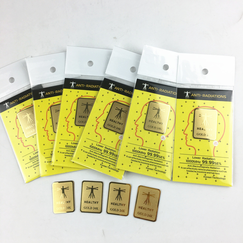 Amazon 24k double pattern radiation mobile phone stickers negative ion energy patch metal stickers jewelry EMR
