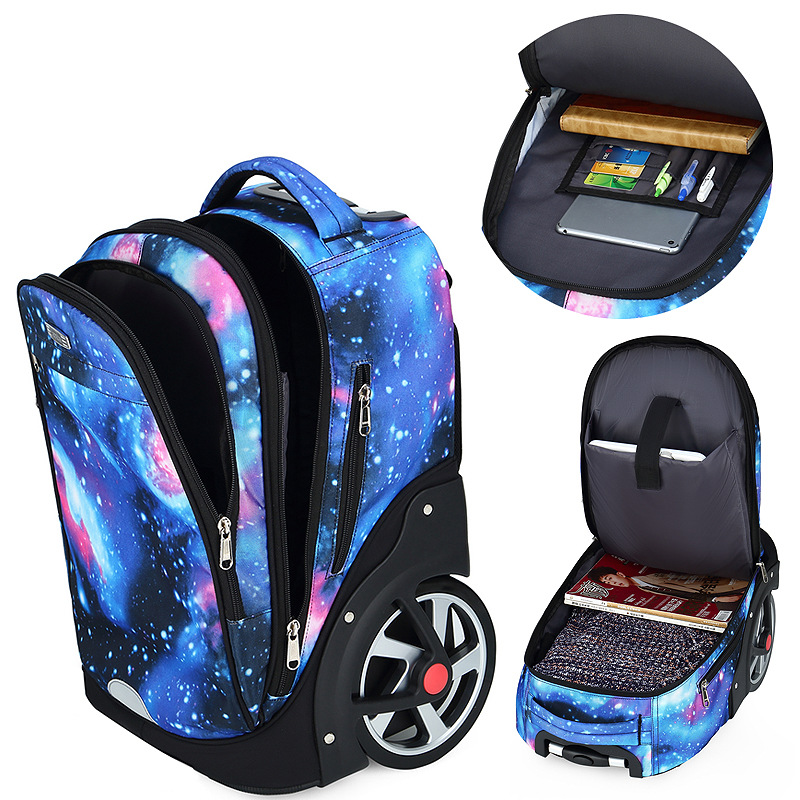 Junior high school children's trolley schoolbag primary school boys big wheels climbing girls middle school students large capacity trolley schoolbag