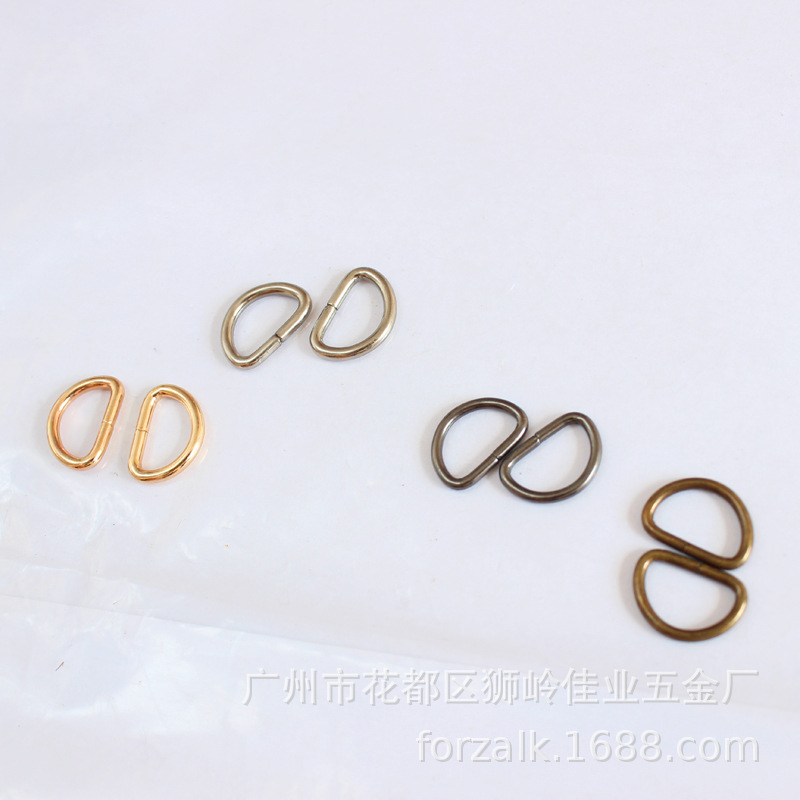 10mm Inner Width Thin D-Ring Buckle for Bags, D-Shaped Buckle for Luggage Hardware Accessories, 1.6/1.8 Wire Roll-Plated Iron Wire, 3-Point Small D-Ring Buckle