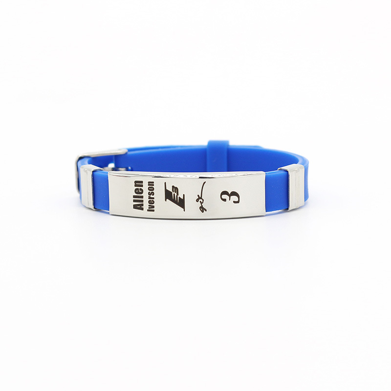 Kobe Bryant Bracelet Adjustable James Curry Harden Irving Durant Signature Silicone Strap Stainless Steel Bracelet