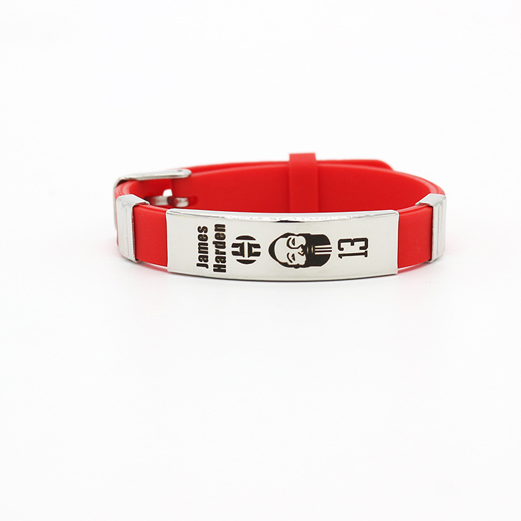 Kobe Bryant Bracelet Adjustable James Curry Harden Irving Durant Signature Silicone Strap Stainless Steel Bracelet