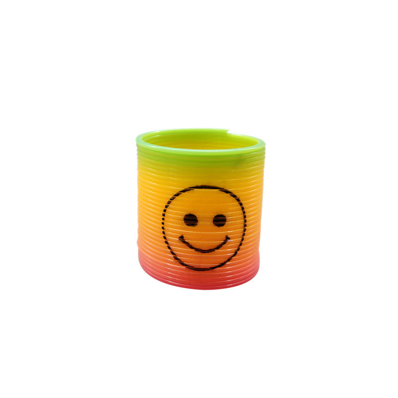 Cross-border educational children's small size smiley face gradient Taiwan color spring ring plastic rainbow ring gift small toy wholesale