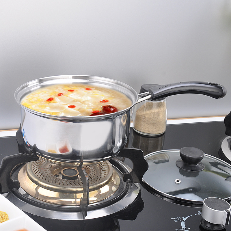 Single Handle Small Milk Pot 18cm Stainless Steel Thickened Boiling Milk Pot Baby Food Soup Pot Induction Cooker Non-Stick Pot