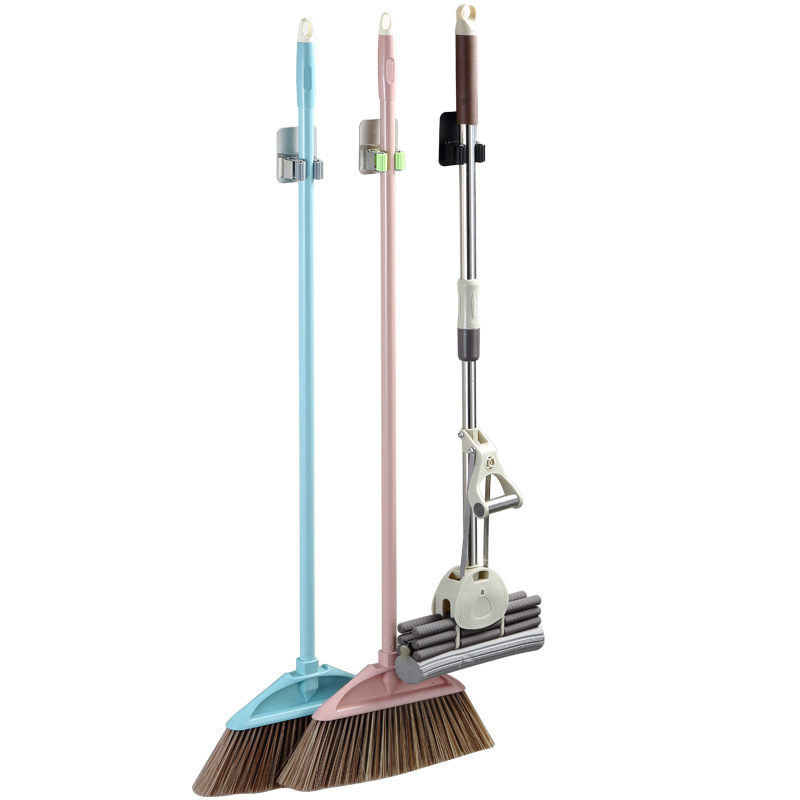 Factory direct supply 304 stainless steel mop clip non-perforated mop hook toilet hanging broom mop rack gun ash