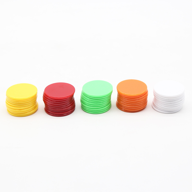 Chip Token Mahjong Texas Plastic Round Card Blank Pure Colorful Chip Piece Colorful No Face Value Game Currency Production