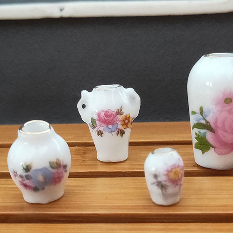 Simulation Model vase 1:12DIY doll house Mini play house toy Ceramic Vase decoration seven-piece set
