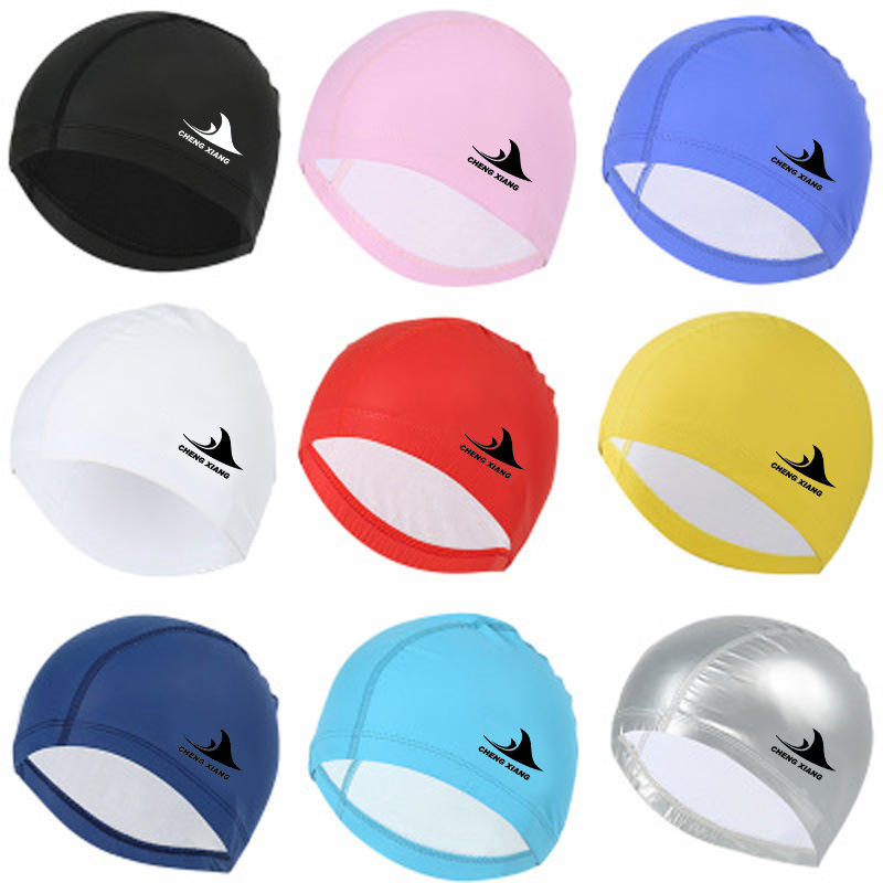 Swimming cap adult PU Waterproof high elastic swimming cap men's and women's ear protection long hair head bubble hot spring swimming cap wholesale