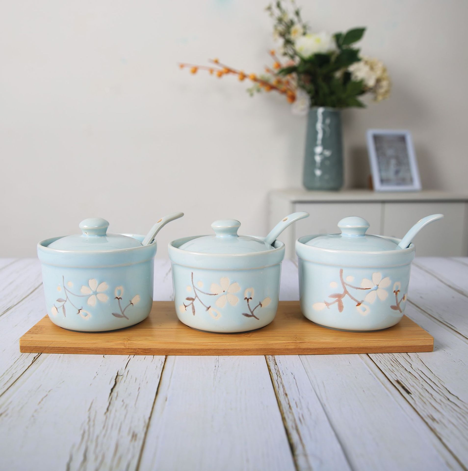 Yuquan Ceramic Korean Kiln Glaze Kitchen Household Seasoning Jar Ceramic Seasoning Jar Single Pack Can Be Mixed Batch